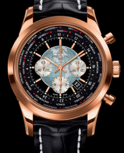 Classic Red Gold Breitling Replica Transocean Chronographs Unitime With Black Dials