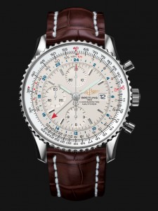 Fashionable Steel Breitling Navitimer World Replica Watches With Brown Straps