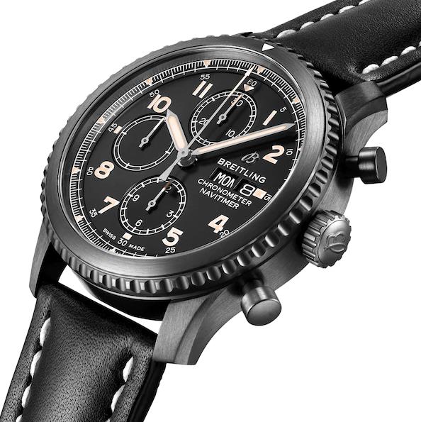 The black steel fake watch is designed for men.